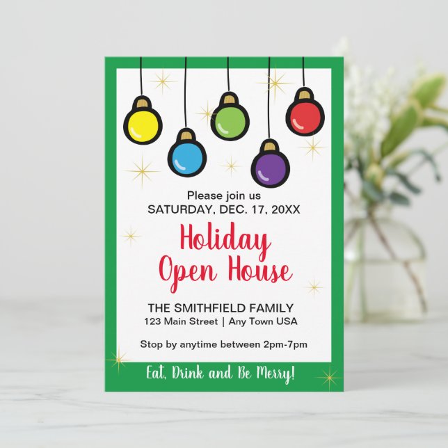 Merry Christmas Ornaments Holiday Party  Invitation (Standing Front)