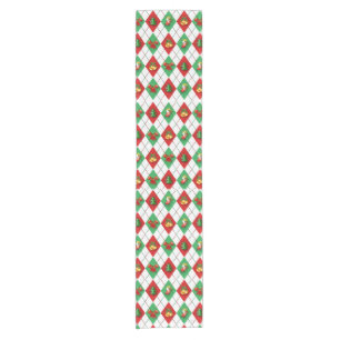 Merry Christmas Ornaments Red Green Short Table Runner