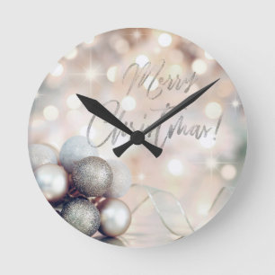 Merry Christmas Ornaments Round Clock