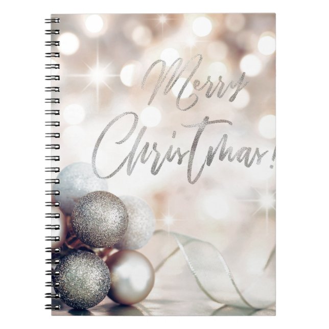 Merry Christmas Ornaments Spiral Notebook (Front)