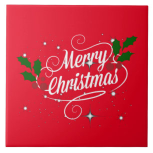 Merry Christmas Ornate Script Tile