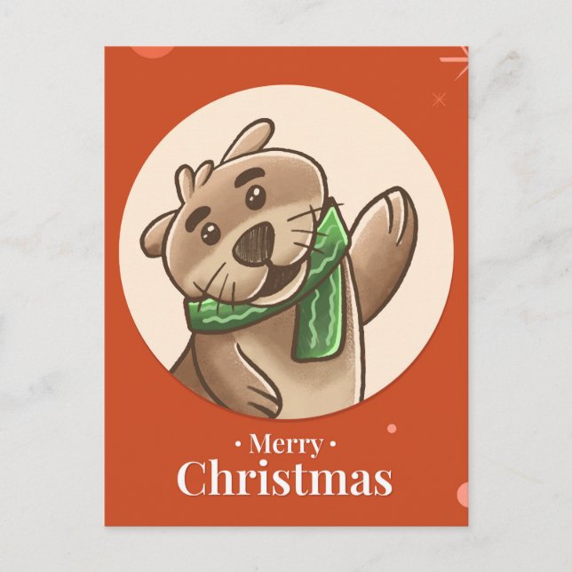 Merry Christmas Otter Postcard (Front)