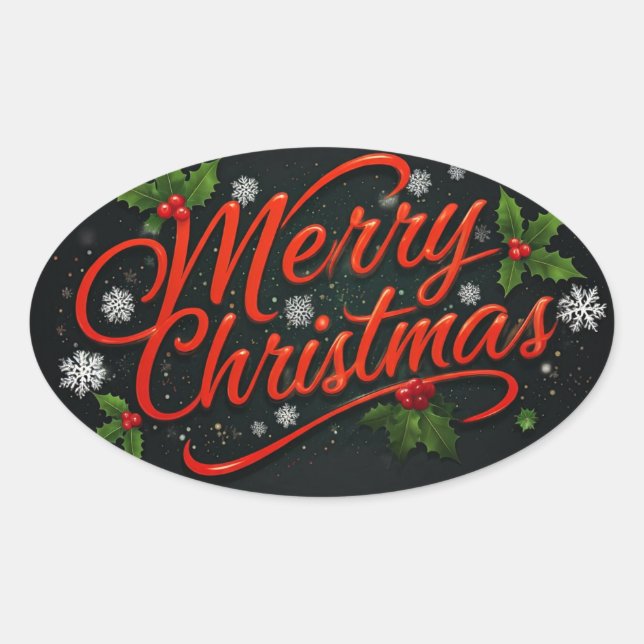 Merry Christmas  Oval Sticker (Front)