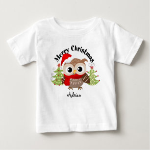 Merry Christmas Owl Baby T Shirts