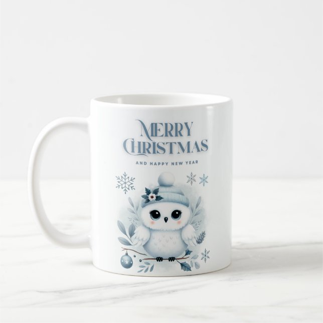 Merry Christmas Owl Coffee Mug (Left)