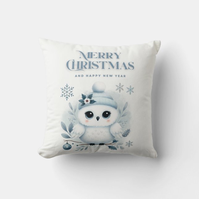 Merry Christmas Owl Cushion (Front)