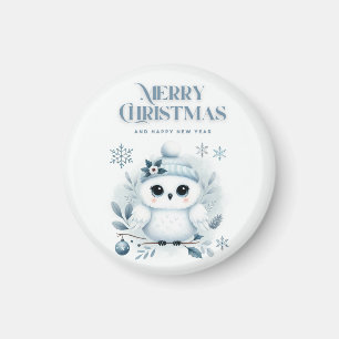 Merry Christmas Owl Magnet