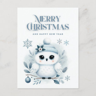 Merry Christmas Owl Postcard
