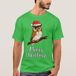 Merry Christmas Owl Santas Hat Owl T-Shirt