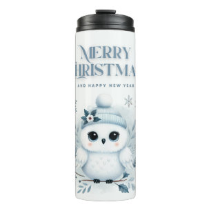 Merry Christmas Owl Thermal Tumbler
