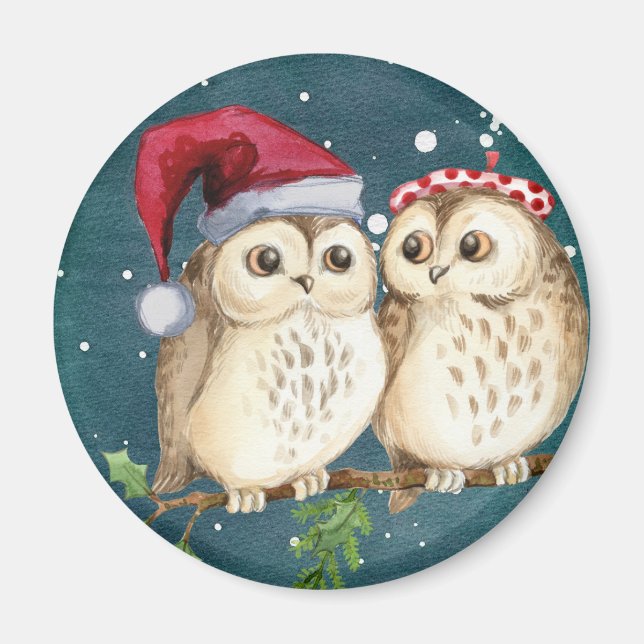 Merry-christmas Owls Magnet (Front)