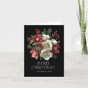 Merry Christmas Painterly Hellebore Holiday Design Card