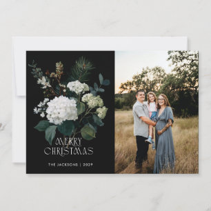 Merry Christmas Painterly Hydrangea Holiday Design