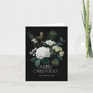 Merry Christmas Painterly Hydrangea Holiday Design Card