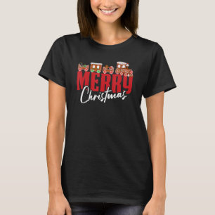 Merry Christmas Pajama Cookie Train Gingerbread Ca T-Shirt
