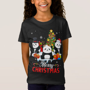 Merry Christmas Pajama Funny Panda Xmas Holiday Gi T-Shirt