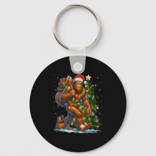 Merry Christmas Pajamas Bigfoot Christmas Tree Lig Key Ring