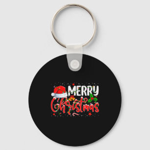Merry Christmas Pajamas Christmas Tree Lights Xmas Key Ring