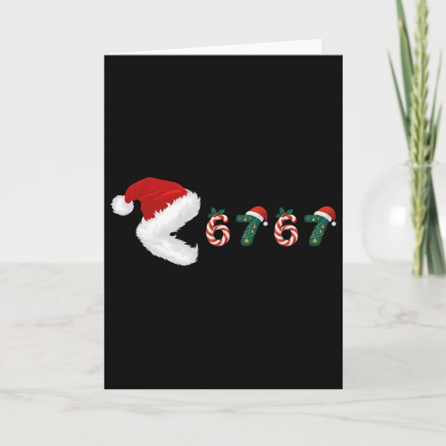 Merry Christmas Pajamas Eating 67 Meme Six Seven  Card (Front)