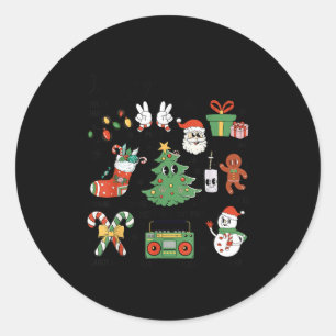 Merry Christmas Pajamas Family Matching Xmas Tree  Classic Round Sticker