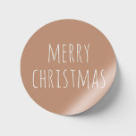 Merry Christmas. Pale pink blush cute typography Classic Round Sticker<br><div class="desc">Cute minimalist simple typography sticker "Merry Christmas" for winter holiday gift in shades of pastel pale pink,  dusty blush,  cream colours. Please contact me if you need additional items.</div>