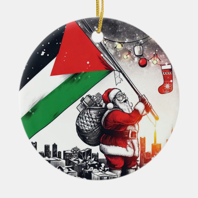 Merry Christmas, Palestine: Just Cause Unity Ornam Ceramic Tree Decoration (Front)