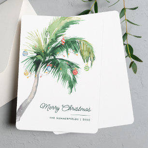 Merry Christmas Palm Tree Coastal Family Holiday Card