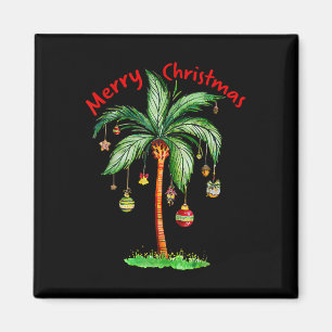 Merry Christmas Palm Tree Hawaii Hawaiian Tropical Magnet