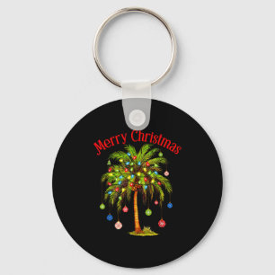 Merry Christmas Palm Tree Light Hawaiian Trocal Ch Key Ring