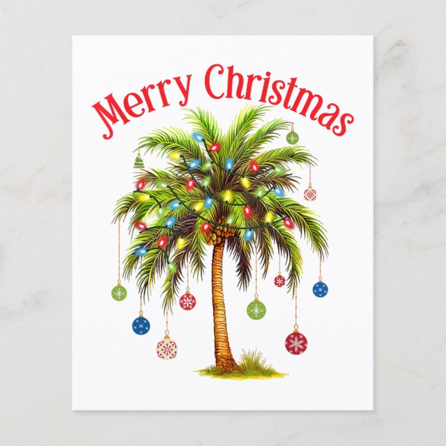 Merry Christmas Palm Tree Light Hawaiian Tropical  (Front)
