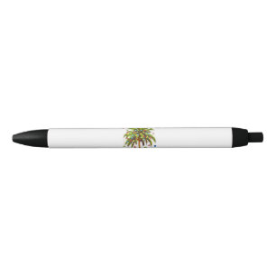 Merry Christmas Palm Tree Light Hawaiian Tropical Black Ink Pen