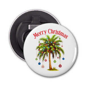Merry Christmas Palm Tree Light Hawaiian Tropical Bottle Opener