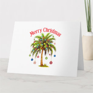 Merry Christmas Palm Tree Light Hawaiian Tropical  Card