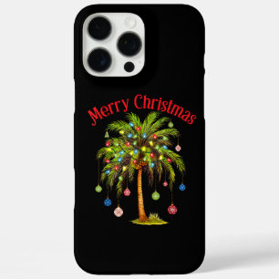 Merry Christmas Palm Tree Light Hawaiian Tropical  iPhone 16 Pro Max Case