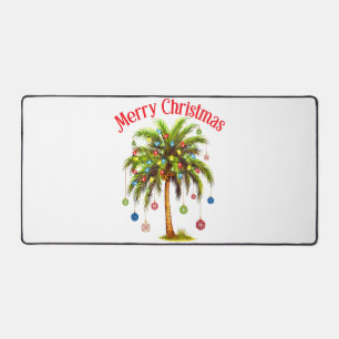 Merry Christmas Palm Tree Light Hawaiian Tropical Desk Mat