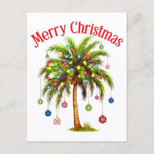 Merry Christmas Palm Tree Light Hawaiian Tropical Enclosure Card