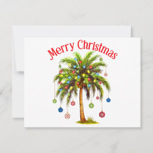 Merry Christmas Palm Tree Light Hawaiian Tropical  Holiday Card