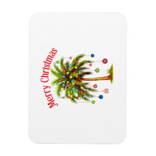 Merry Christmas Palm Tree Light Hawaiian Tropical Magnet