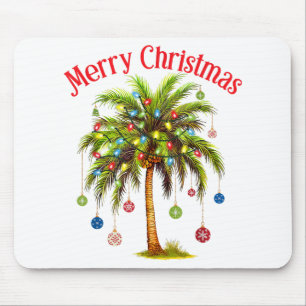 Merry Christmas Palm Tree Light Hawaiian Tropical Mouse Pad