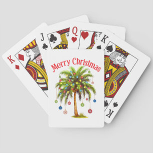 Merry Christmas Palm Tree Light Hawaiian Tropical Playing Cards