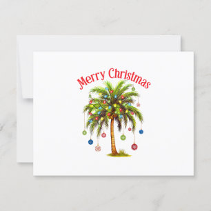 Merry Christmas Palm Tree Light Hawaiian Tropical  RSVP Card