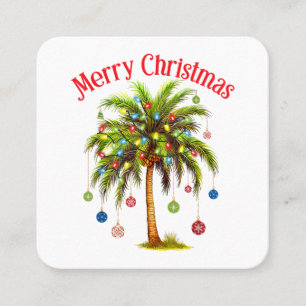 Merry Christmas Palm Tree Light Hawaiian Tropical Square Business Card