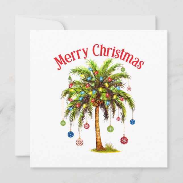 Merry Christmas Palm Tree Light Hawaiian Tropical  Thank You Card (Front)