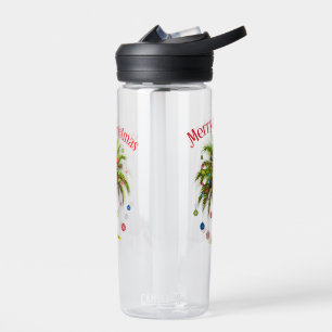 Merry Christmas Palm Tree Light Hawaiian Tropical  Water Bottle