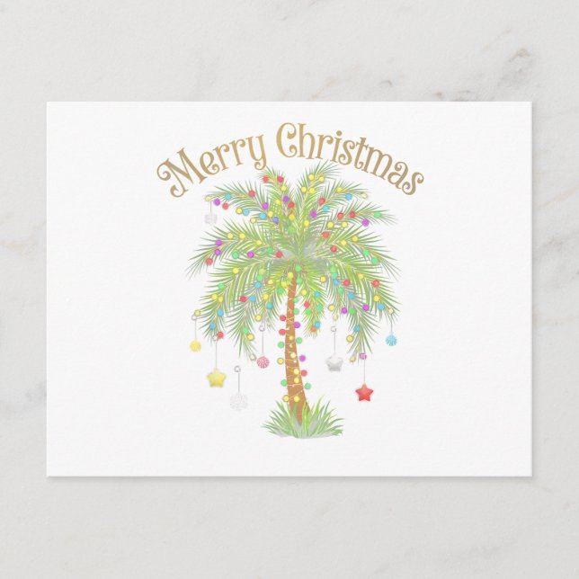 Merry Christmas Palm Tree Light New Year Tropical  Enclosure Card (Front)