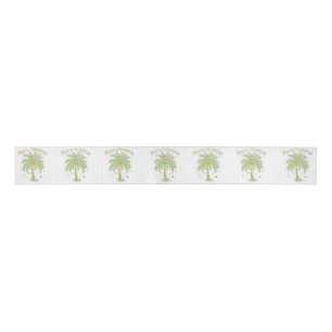 Merry Christmas Palm Tree Light New Year Tropical  Grosgrain Ribbon