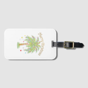 Merry Christmas Palm Tree Light New Year Tropical  Luggage Tag
