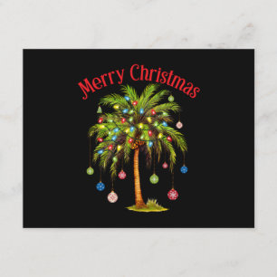 Merry Christmas Palm Tree Light Tropical Christmas Enclosure Card