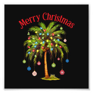 Merry Christmas Palm Tree Light Tropical Christmas Photo Print