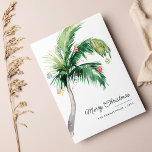 Merry Christmas Palm Tree Tropical Coast Holiday Card<br><div class="desc">A modern stylish holiday flat greeting card with modern and handwritten script typography featuring a decorated Palm Tree. Easily customise this card by clicking the "Personalise" button.</div>